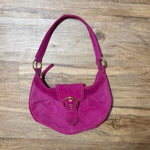 Fuchsia Suede Shoulder Bag Y2K